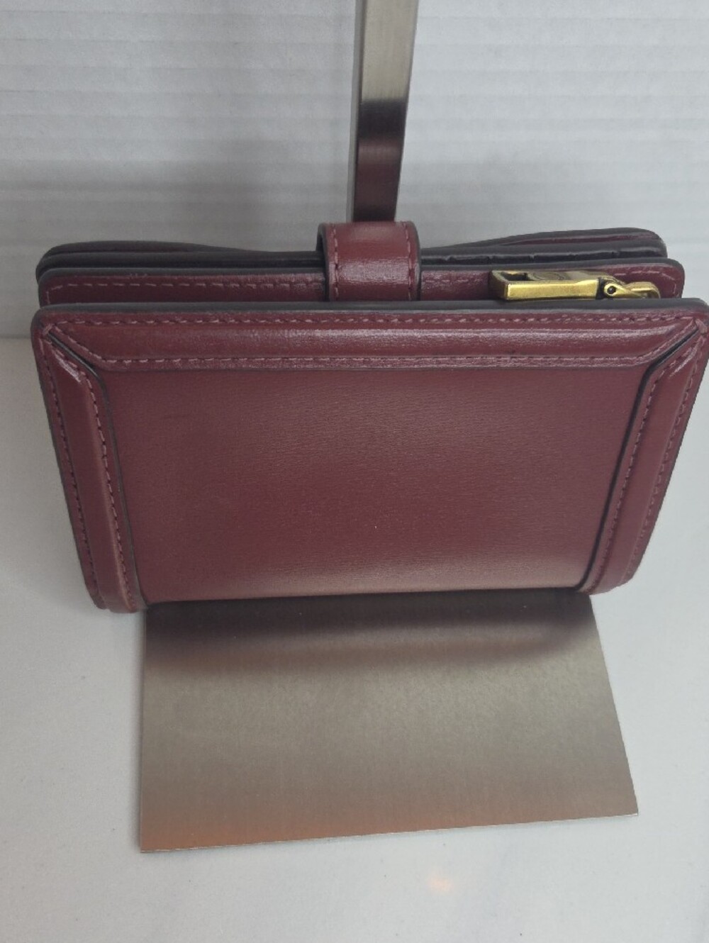Coach Burgundy Leather Turnlock Wallet - Picture 5 of 10